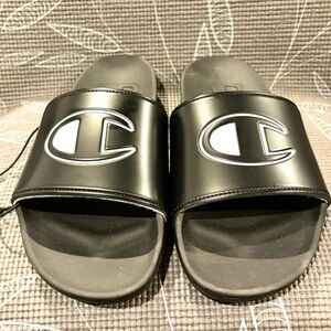 Champion Black Logo Slide Sandals